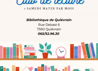 Le club de lecture de la bibliothèque de Quiévrain à lieu 1 samedi par mois.