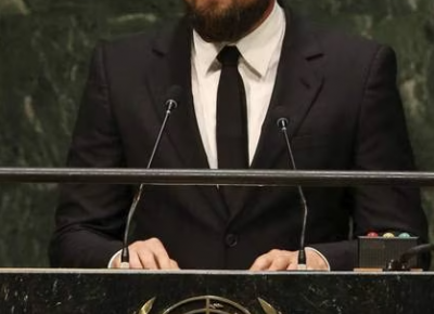 Léonardo DiCaprio lors de son discours aux Nations-Unies