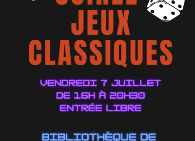 Soirée jeux classiques à la bibliothèque de Quiévrain le 7 juillet