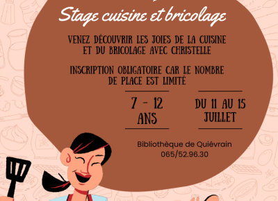 Stage cuisine et bricolage à la bibliothèque de Quiévrain