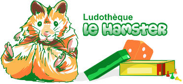 Hamster roux avec livres vert et dés