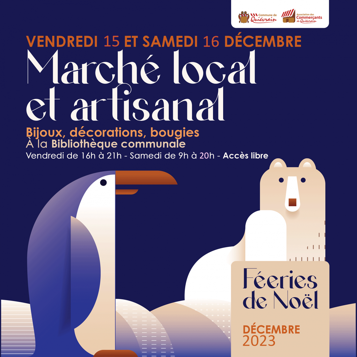 Marché artisanal et local de la bibliothèque de Quiévrain les 15 et 16 décembre