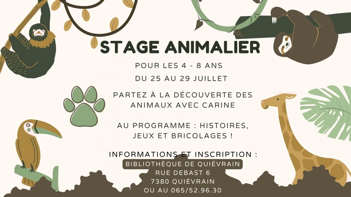 Stage animalier à la bibliothèque de Quiévrain