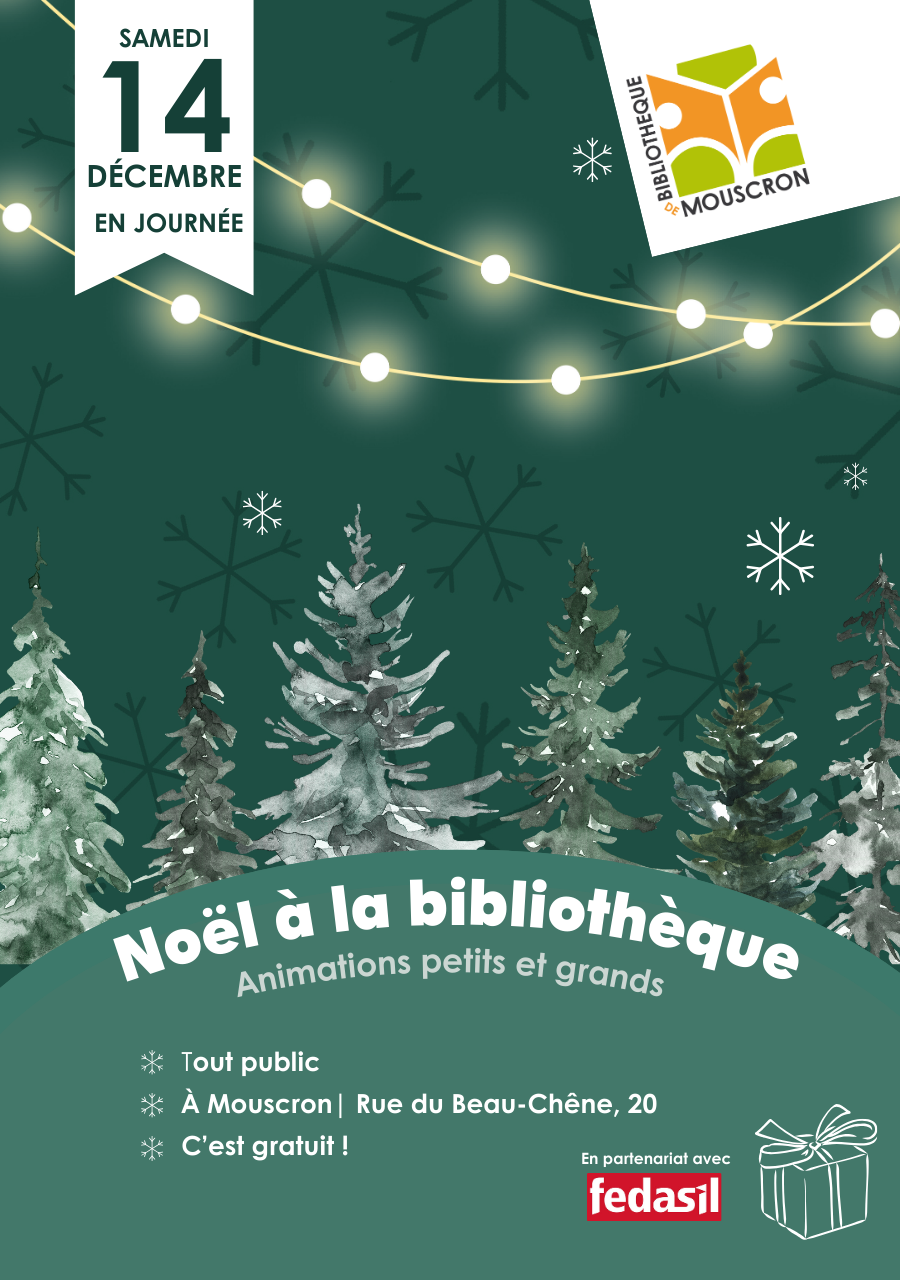 visuel de noël à la bibliothèque