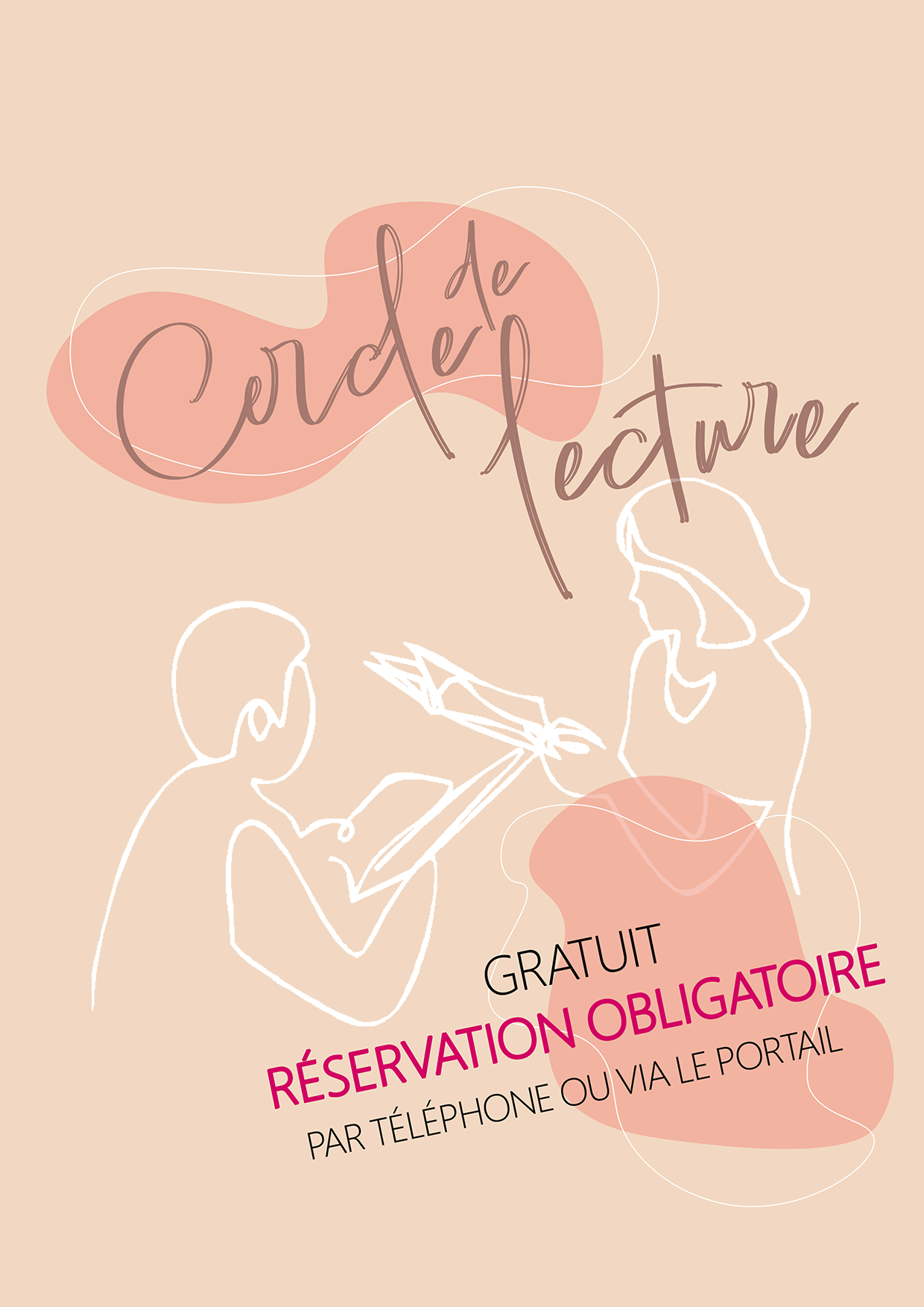 Un graphisme sur fond rose illustrant le cercle de lecture