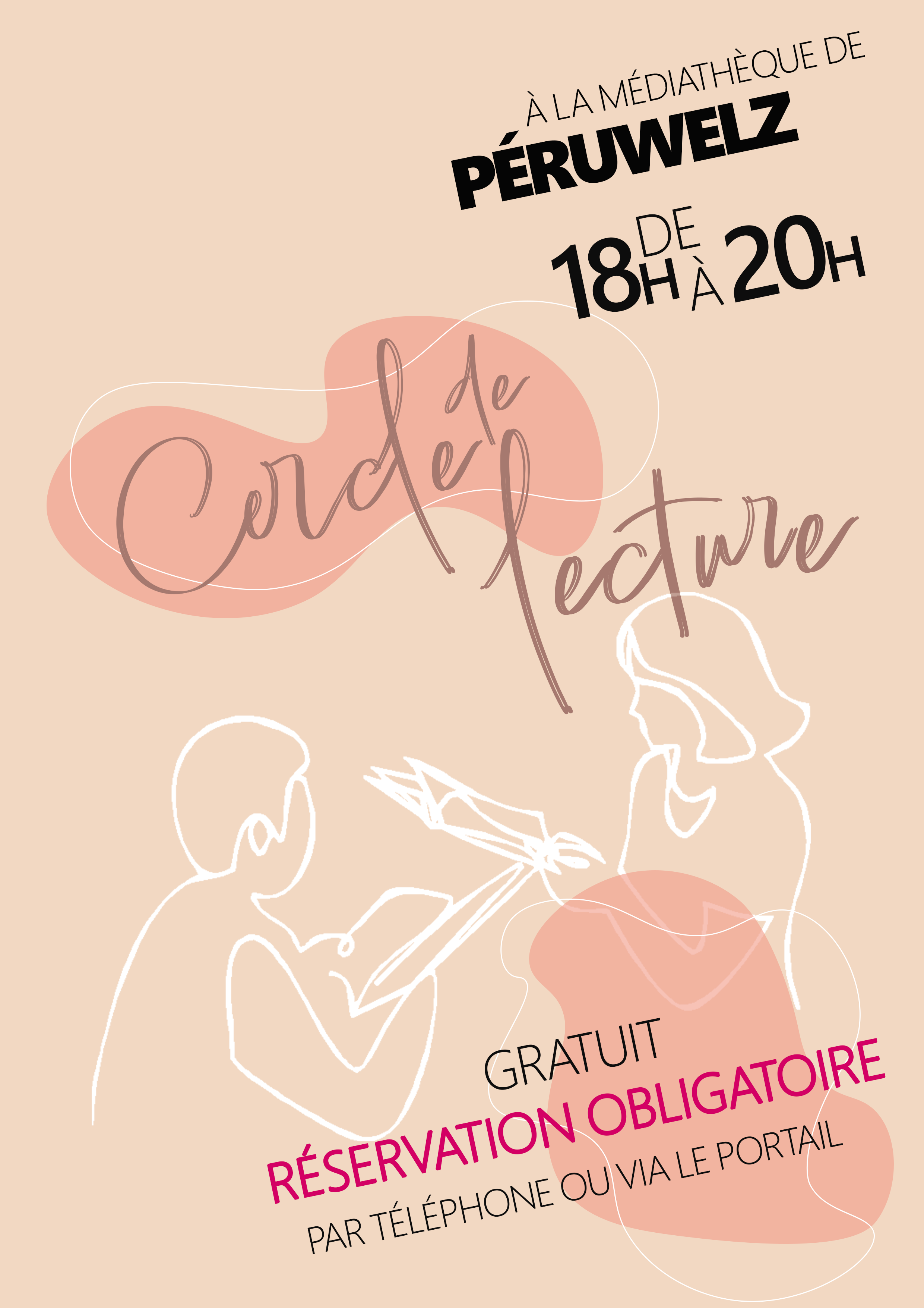 Un graphisme sur fond rose illustrant le cercle de lecture