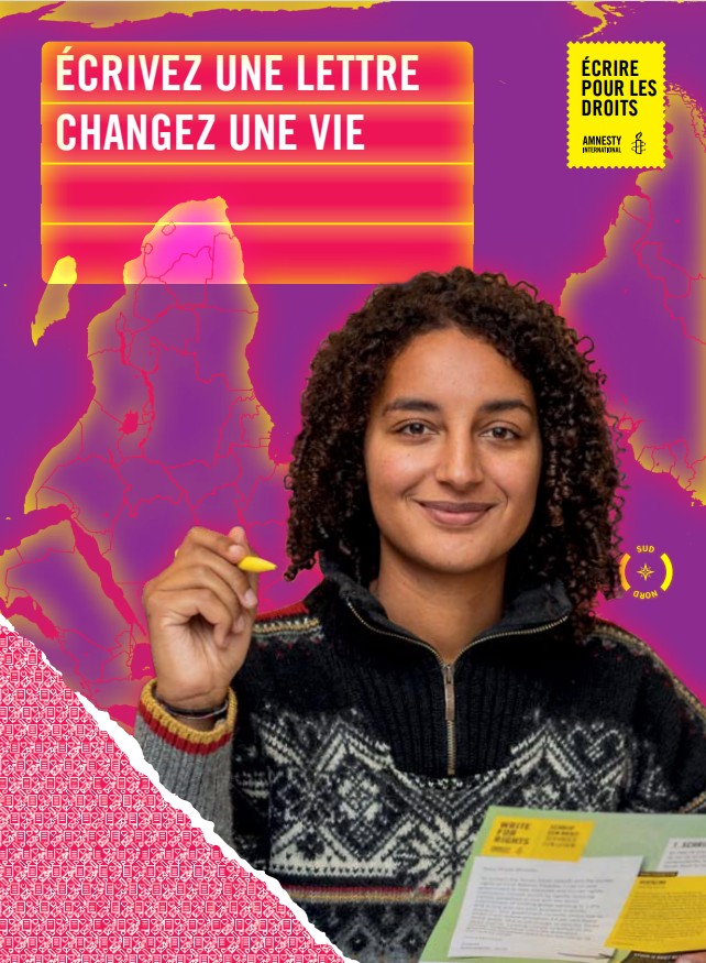 Cop. Amnesty International. Ecrivez une lettre. Changez une vie. Ecrire pour les droits